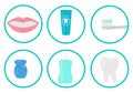 Oral cavity treatment icons brushing teeth toothpaste dental floss vector illustration Royalty Free Stock Photo